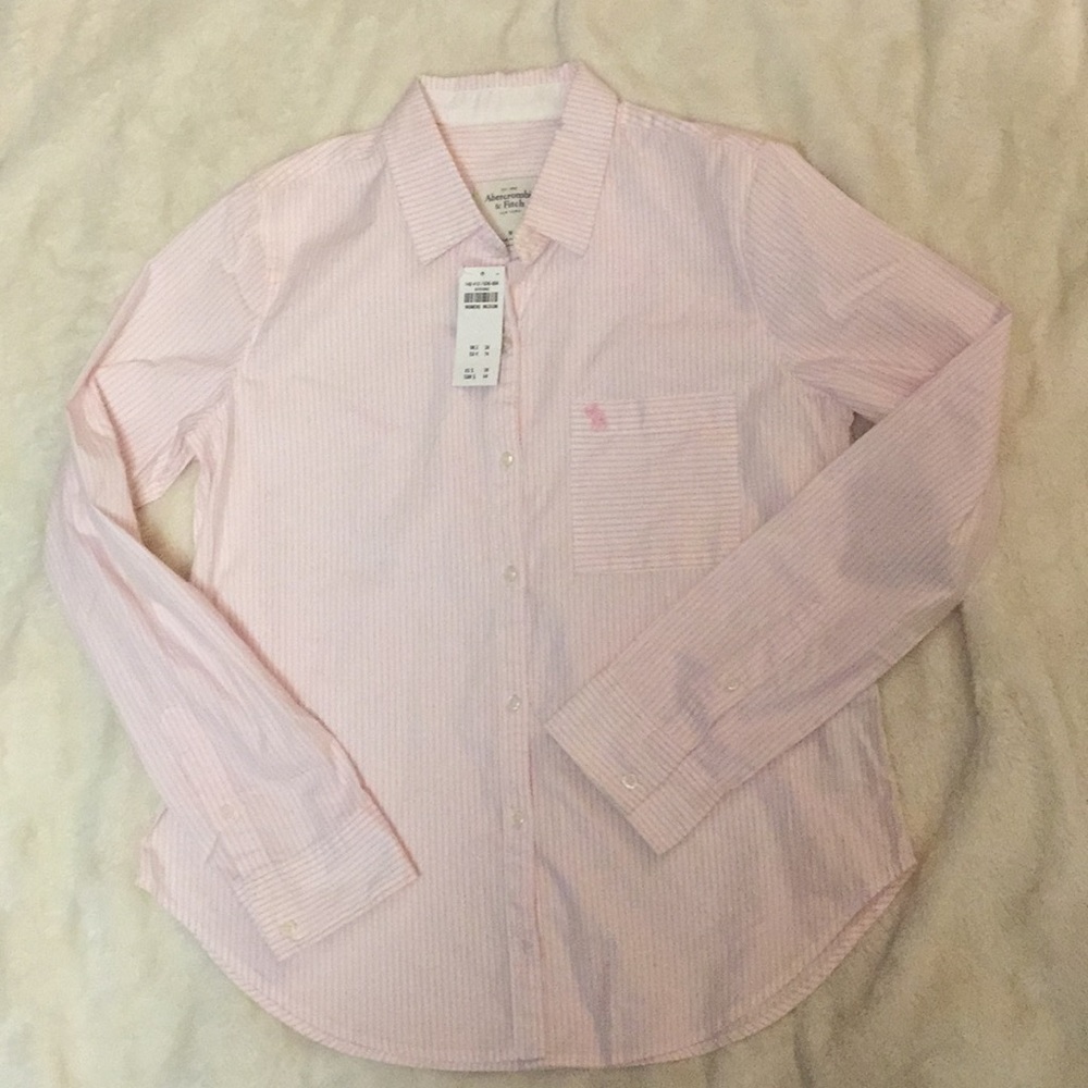 Abercrombie pink and white button down